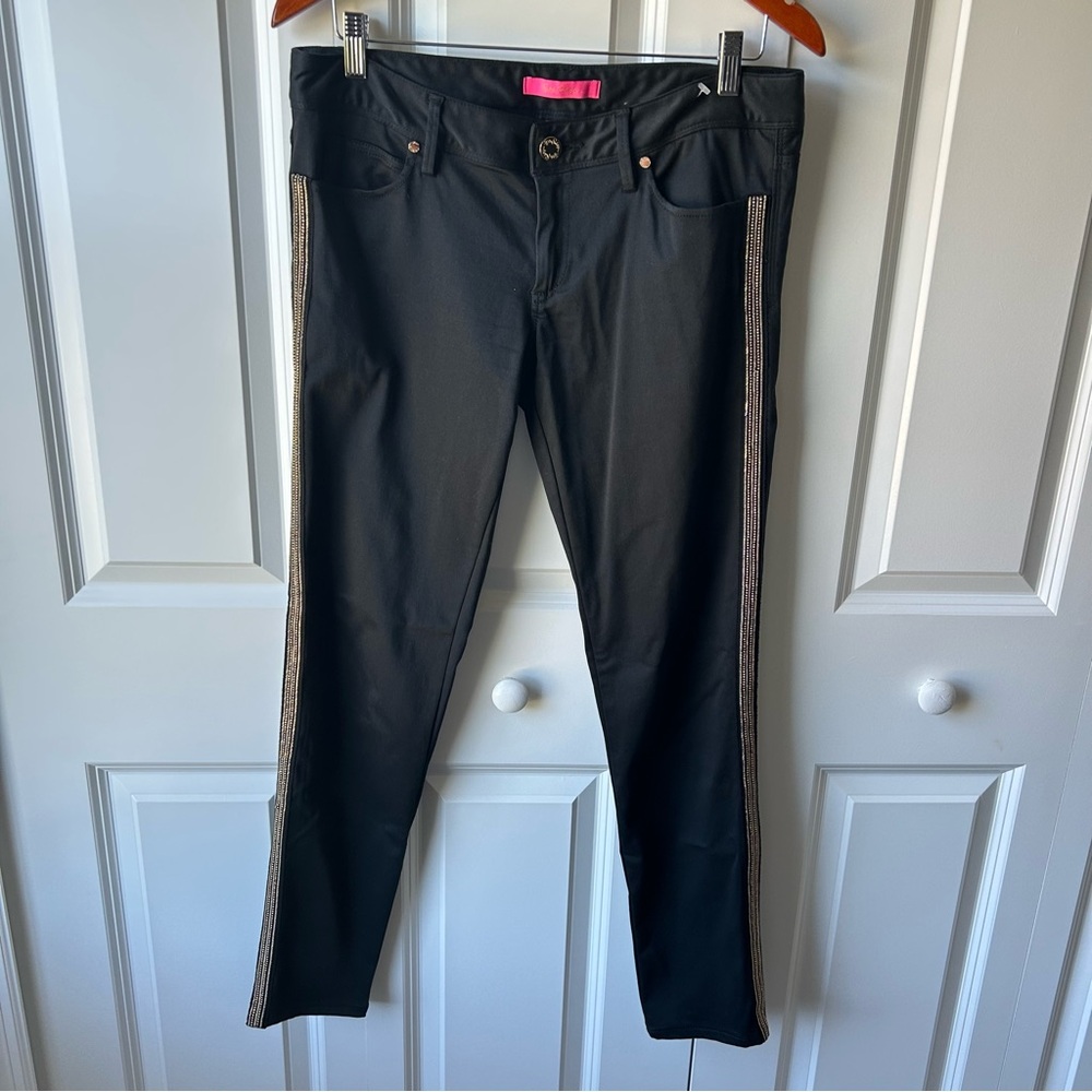 Lilly Pulitzer Black Pants with Gold Crystal Trim – Size‎ 4